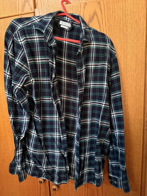 Zara Man Green Navy Plaid Shirt Size L Regular Fit Like New