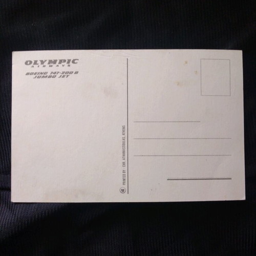 Olympic Airlines Boeing 747 vintage postcard like new