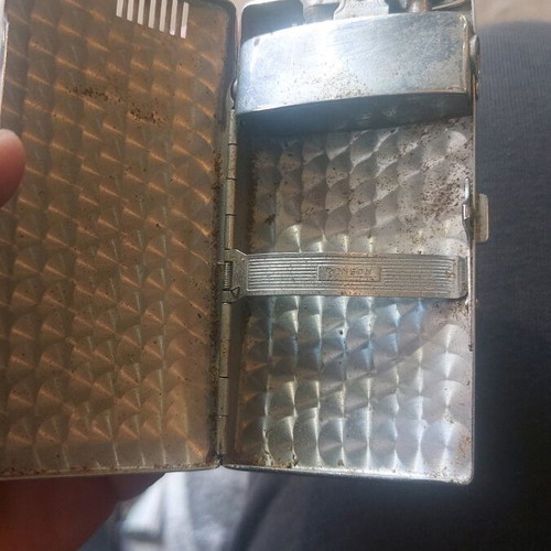 Ronson lighter with tortoise and cigarette case used