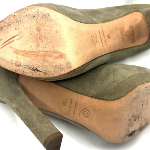 Alexander McQueen skull high heel shoes, green, size 39