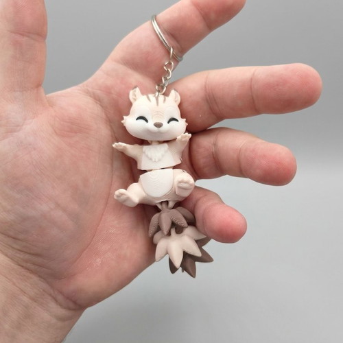 Articulated Squirrel Keychain Fidget Toy, 12cm, multicolor