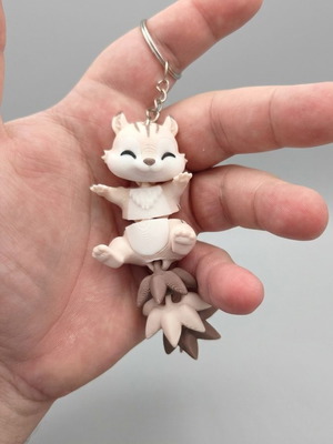 Articulated Squirrel Keychain Fidget Toy, 12cm, multicolor