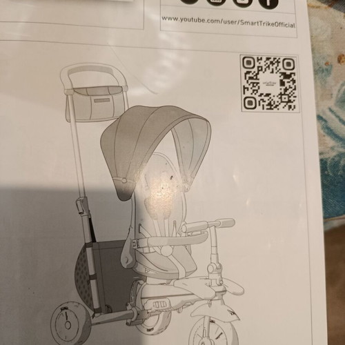 Smart Trike folding convertible toddler tricycle with parent handle and sunshade like new