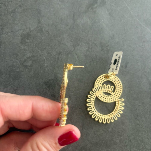 Anna Maria Mazaraki earrings new, gold-plated metal with cubic zirconia