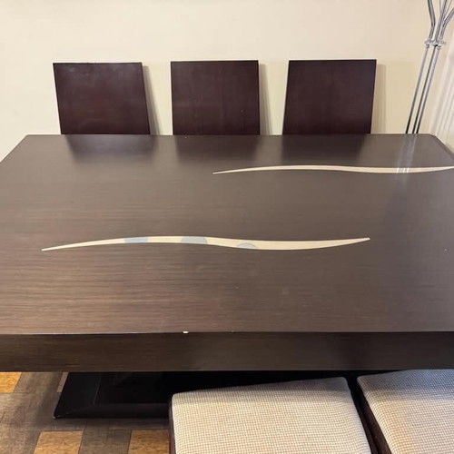 Dining set with six chairs, extendable table