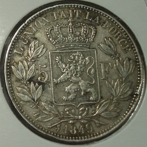 5 Francs 1849 Léopold I used