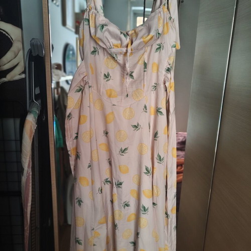 Lemon dress like new, soft pink with lemons