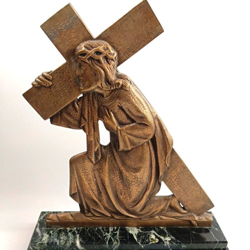 Antique large bronze religious sculpture like new