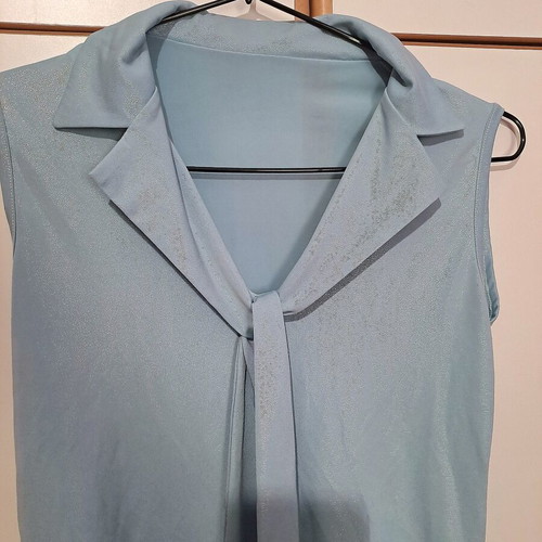 Paul Christophe vintage baby blue top like new, lurex vinyl effect