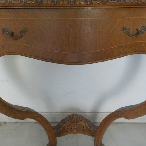 Entrance furniture with oval mirror, handmade, solid cherry wood