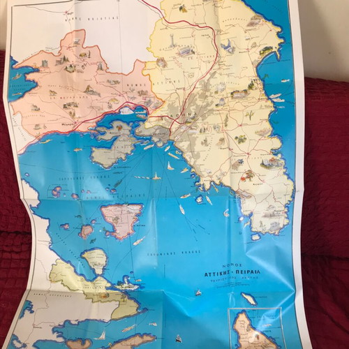 Vintage Greece maps pack 5+1 gift, new collectible from 1970s