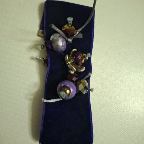 Handmade jewelry set bracelet and earrings in purple shades new
