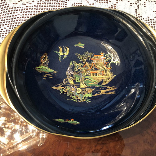 Carlton Ware decorative bowl used with embossed designs and gold finishes