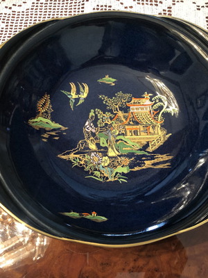 Carlton Ware decorative bowl used with embossed designs and gold finishes