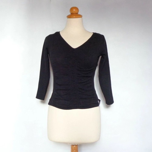 Trussardi Black Athletic Top with Draped V-Neck S/M Like New