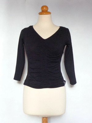 Trussardi Black Athletic Top with Draped V-Neck S/M Like New