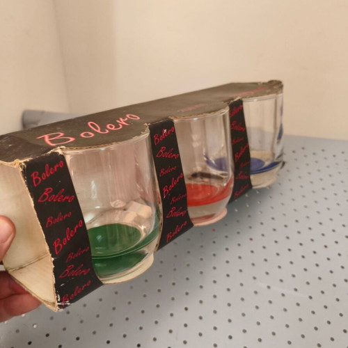 Vintage 1980s Cronos Bolero drinking glasses with oval base, set of 3
