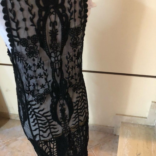 Women's caftan like new, black with lace details, size S