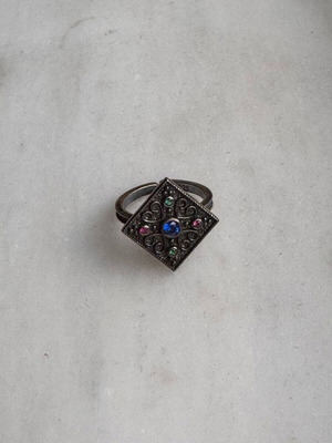 Byzantine ring used silver 925 with blue stone