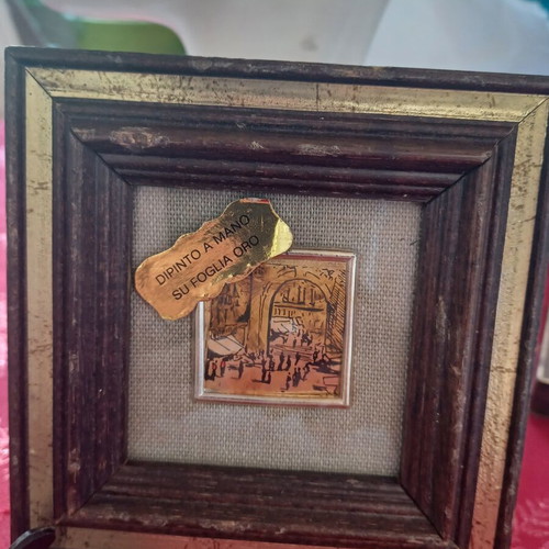 Handmade painting on gold leaf with certificate like new
