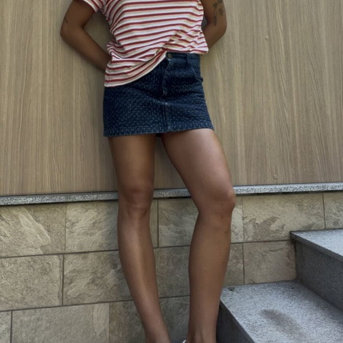 Chloé vintage quilted dark wash denim mini skirt like new