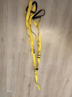 TRX straps used, yellow color, without hook