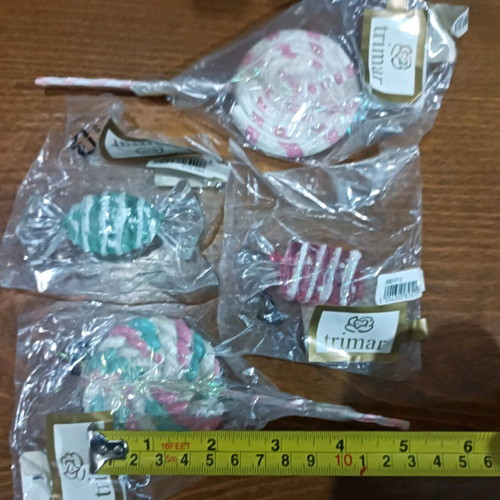 Vintage Trimar Christmas ornaments new, set of 6 pieces