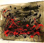  Πίνακας ζωγραφικής abstract, στυλ Jackson Pollock, ακρυλικό πάνω σε καμβά, μεικτή τεχνική. Θες/κη.