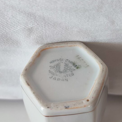 Hayasi China vintage Japanese porcelain sake set, 6 pieces