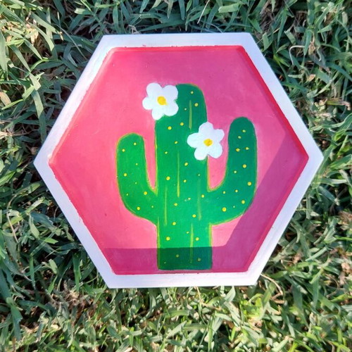 Handmade painted plaster coaster