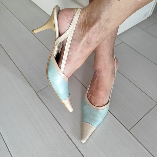 Vintage Formenterra leather sandals size 37 like new, beige and blue