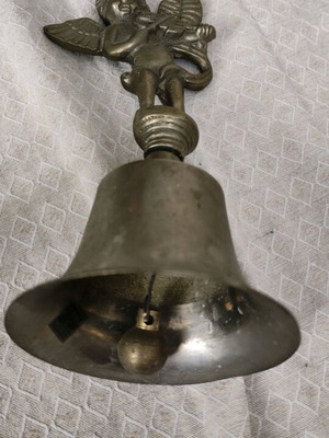 Vintage brass bell with angel used