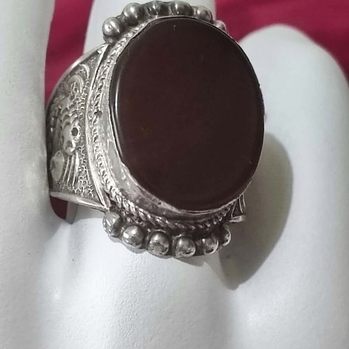 Silver ring 925 with large agate, unisex, like new, size 59