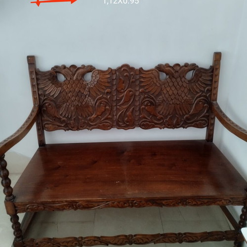 Skyrian Handcarved Two-Seater Sofa like new with Hand-Embroidered Pillows