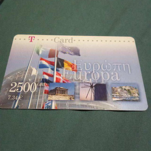 Europe phone card used 2500drachmas/7.34euros T-Card