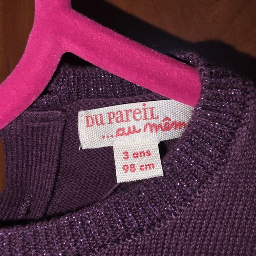 Knitted purple dress Du Pareil au Même size 3 years like new