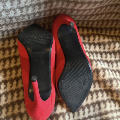 Bershka red suede pumps like new, 10cm heel, size 40