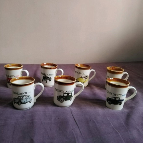 Antique set of 7 collectible ceramic mugs from England from a personal collection