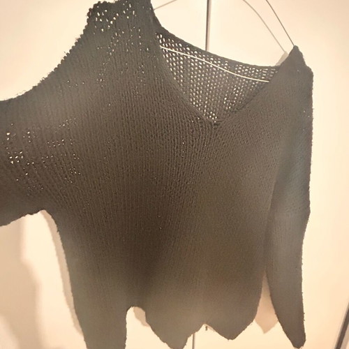 Knitted black blouse one size used with buttons
