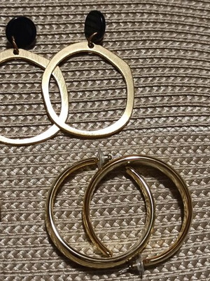 Earrings hoops like new, pack of 3 pairs gold-colored