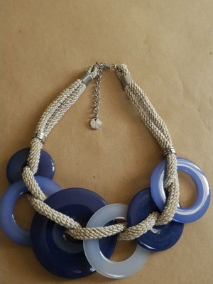 Coccinelle necklace like new with blue and turquoise rings