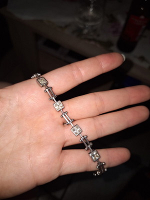 Silver bracelet with stones like new, gray