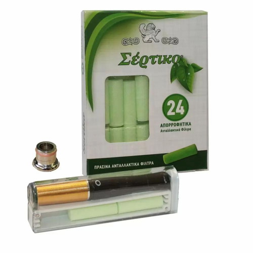 Sertiko Pipe for Extra Slim Cigarette Gold with 27 Filters Gift