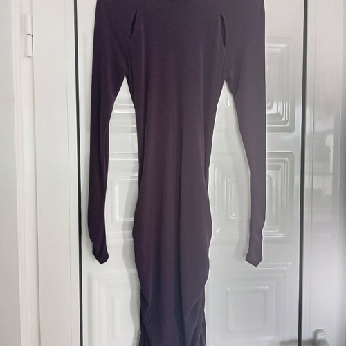 Dress purple elastic draped like new with back zipper