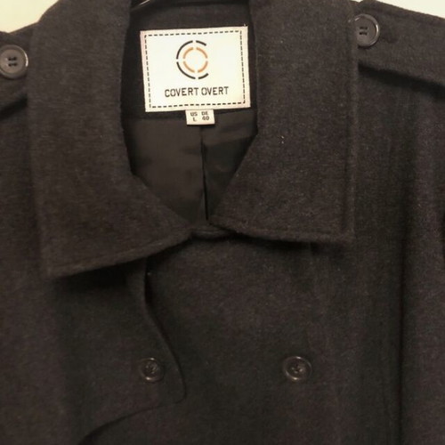 Covert Overt wool double-breasted charcoal women's coat, size L 40