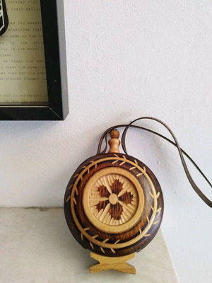 Wooden handmade canteen with woodcarving designs like new