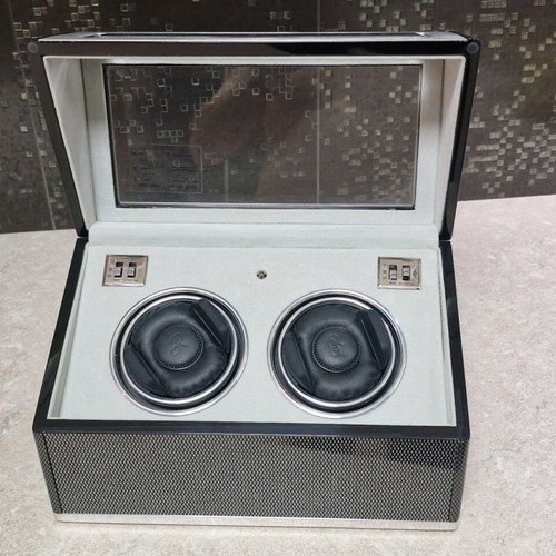 Rapport of London Twin Watch Winder like new, glass and carbon fiber