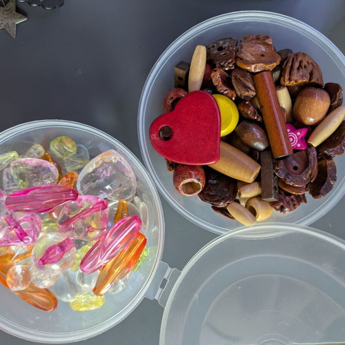 Various plastic beads used