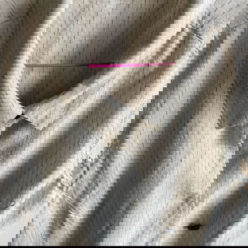 Φόρεμα Mango L μπεζ λινό ριγέ με κουμπιά σταυρωτά καινούργιο