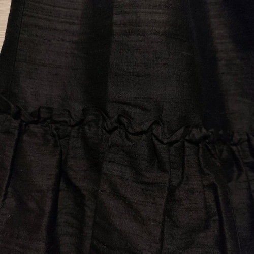 Black raw silk skirt new with flounce and lace trim